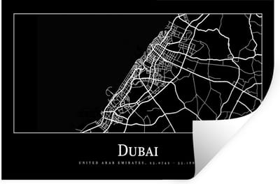 Muurstickers - Sticker Folie - Stadskaart - Dubai - Kaart - Plattegrond - 30x20 cm - Plakfolie - Muurstickers Kinderkamer - Zelfklevend Behang - Zelfklevend behangpapier - Stickerfolie