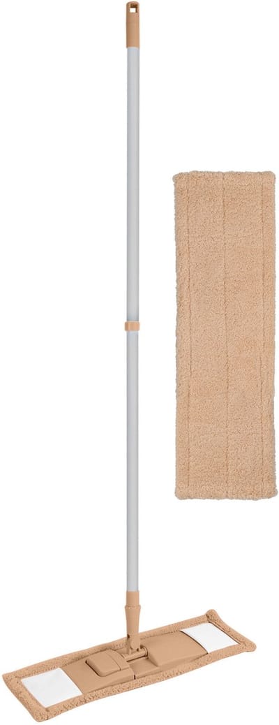 Urban Living vloerwisser microvezel dweil - met steel - verstelbaar - vloertrekker - lichtroze - met 2x dweilen