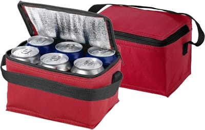 Bullet mini koeltas voor sixpack blikjes - 2x - 3,5 liter - rood - 20 x 15 x 12 cm - lunchtrommel