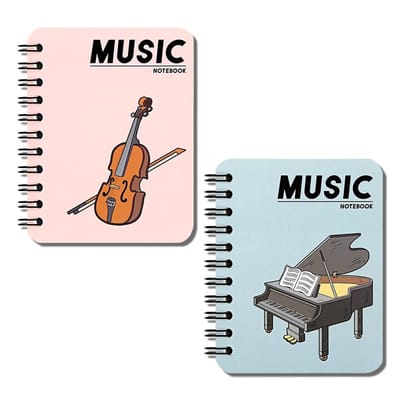 Dailygoods- Notitieboek A7 - 2-pack Spiraalgebonden - Muziekthema - Draadgebonden - Dagboek - Geschikt voor School/Kantoor - Schrijfblok