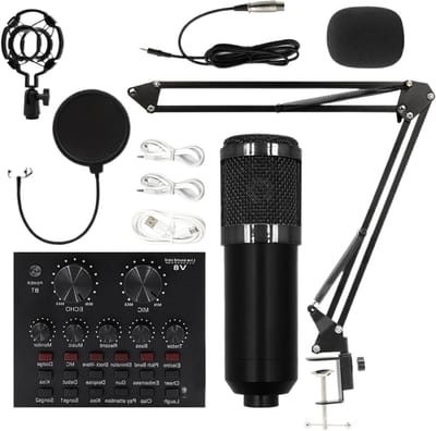 Condensator microfoon set - Streaming kit - Professionele opnames - Plug and play - 46.5 cm lengte - Zwart