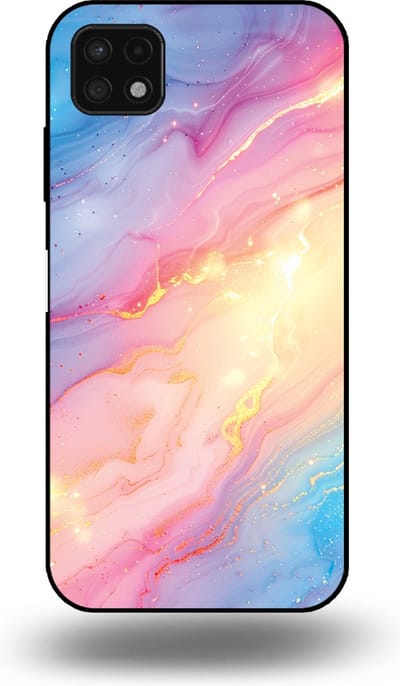 Smartphonica Telefoonhoesje Geschikt voor Samsung Galaxy A22 5G met Regenboog Glitter Marmer Opdruk - TPU Backcover Case Rainbow Glitter Marble Design geschikt voor Samsung Galaxy A22 5G