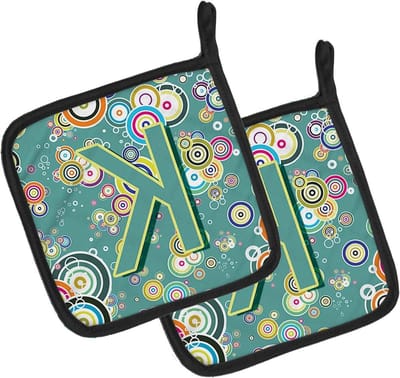 Paar Pannenlappen - Keuken Hittebestendig - Bescherming Koken - Gedrukt Artwork - 7 1/2 x 7 1/2 Inch - Multicolor