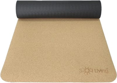 Reisyogamat - Fitnessmat Opvouwbaar - Yoga Pilates Fitness - Natuurlijk Grip Materiaal - 60 x 182 cm - Kurk Bruin