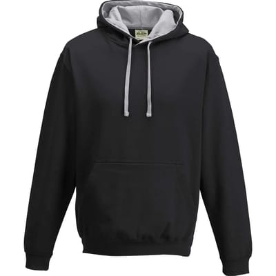 Just Hoods Varsity Hoodie JH003 - JET BLACK/HEATHER GREY - 5XL