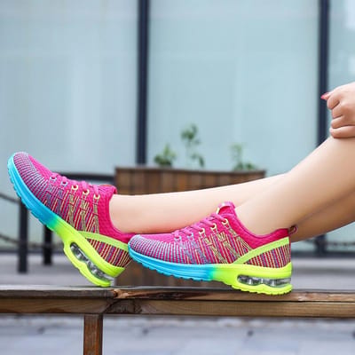 Vier Seizoenen Trendy Sportschoenen Mode Vliegend Weven Verhoogde Hardloopschoenen Grensoverschrijdende Grote Maat Lichtgewicht Ademende Schoenen voor Dames 42 white