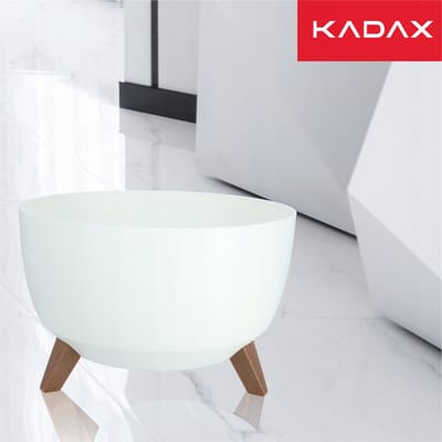 KADAX Bloempot van kunststof met drie insteeksteunen, ronde bloemenschaal, plantenbak, bloembak, plantenbak voor balkon, woonkamer (pak van 2 x 39,5 cm diameter, wit)