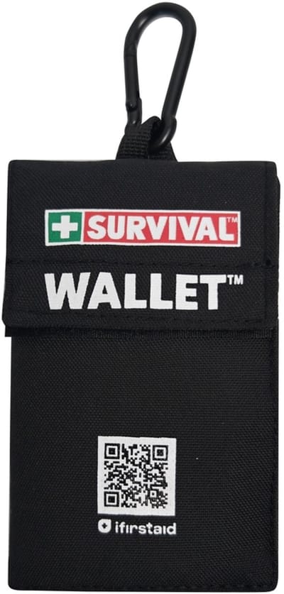 Survival Wallet 2.0 zwart - Compacte EHBO-set - Met karabijnhaak