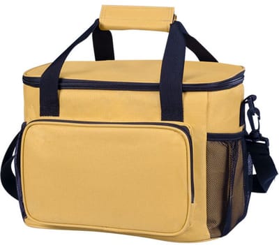 Geïsoleerde koeltas - Crossbody lunchtas - Familie picknicktas - Herbruikbare waterdichte lunchtas voor mannen en vrouwen - Scrubber met dubbele compartimenten - Draagbaar reiswerk - 15L -31*19*23cm-Geel