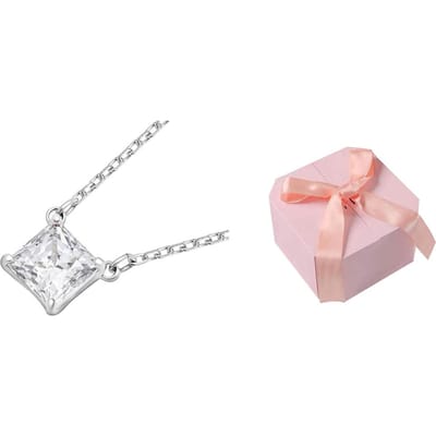 Swarovski Vierkante Geslepen Rhodium Verguld Imitatie Kristal Ketting Dames kettingen Zilver 5510696 Box+Shopping Bag white
