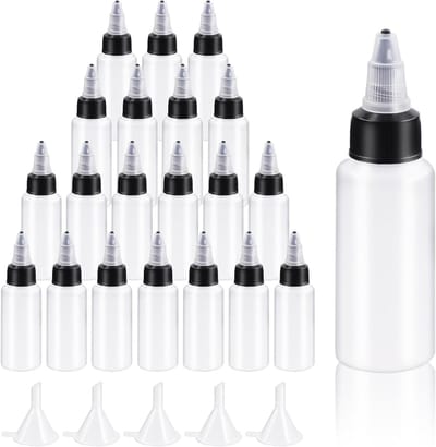 25 Stuks Heldere Dispenserflessen met Kleine Trechter Set, 30ml Lege Flessen voor Inkt, Olie en Vloeistoffen met Draaidop en Squeeze Functie