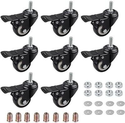 Zwaarlast Zwenkwielen / Trolley Wielen voor Meubels - Rubberen Zware Wielen - Heavy Duty Castors /Transportwielen 360 k