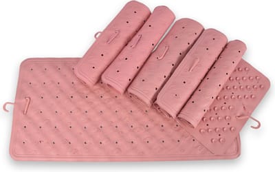 Set van 6 Antislipmat Douche Roze 76x36cm – 100% Natuurlijk Rubber - Voor Badkamer & Sanitair