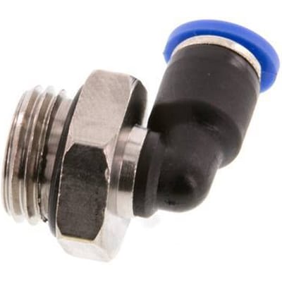 4mm x G1/4'' 90 graden L-verbinding Messing/PA 66 Insteekfitting Buitendraad Kort Draaibaar NBR [2 Stuks]