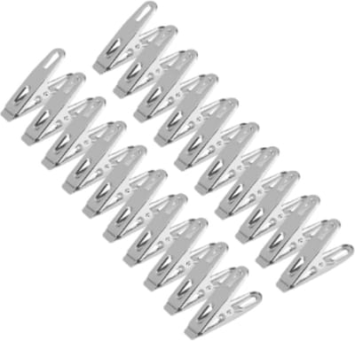 RVS Kledingknijpers, 20 Stuks, Antislip Kledingclips voor Wasgoed, Sokken en Ondergoed Droogrek Clip Houder