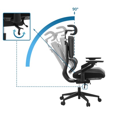Bureaustoel / directiestoel ERGO U2 FLEX3 Zitting stof / rugleuning gaas zwart hjh OFFICE