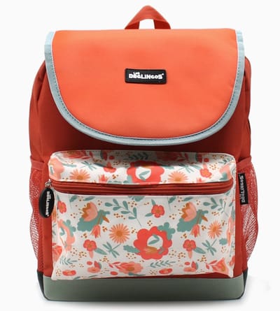 Les Déglingos rugzak - boekentas basisschool - terracotarood - bloemen - 38cm - spatwaterdicht- boekentas kind