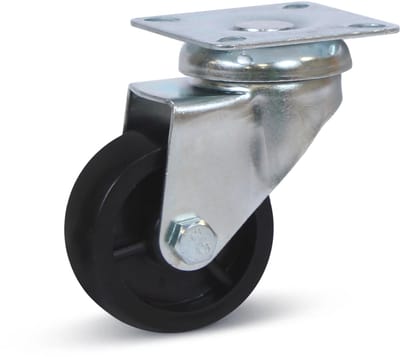 Zwart PP zwenkwiel met topplaat- 50mm - 50kg