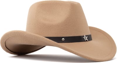 KIMU® Cowboyhoed Lichtbruin Kinderen Ster - Lichtbruine Cowboy Western Hoed Sterretjes Jongen Meisje - Cowgirl Zilveren Sterren Yellowstone Festival