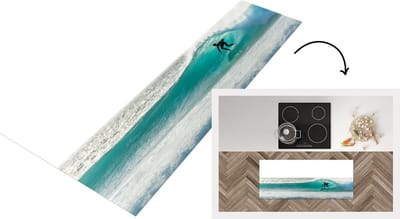 Keukenloper - Loper keuken - Surfer op een doorlopende golf - 120x50 cm - Keukenloper vinyl