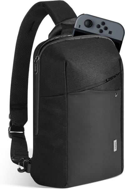Sling Crossbody Bag voor Switch 2, OLED en Steam Deck - Beschermende Reistas met 8 Game Card Slots en Minimalistisch Ontwerp voor 11" iPad Pro en Air, Zwart