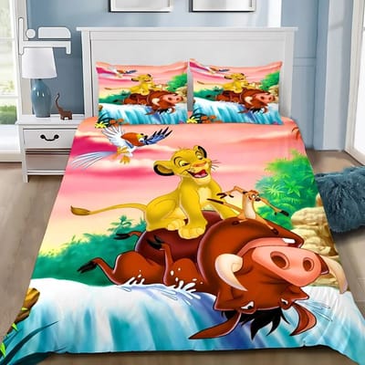 Dekbedovertrek Kussensloop Beddengoed Set Simba Leeuwenkoning Volwassene Jongen Meisje Slaapkamer Decoratie Kinder Cadeau Enkele Dubbele Maat AU Double(180*210cm)3pcs