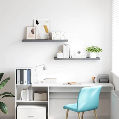 vidaXL - Wandschappen - zwevend - 2 - st - 120x23,5x3,8 - cm - MDF - grijs