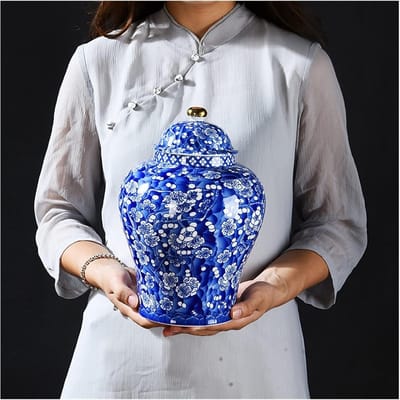 Grote capaciteit Porselein Opslag Thee Pot Snoep Drogen Fruit Verzegelde Opslag Fles Pruimenbloesem Woondecoratie Koffiedikopslag (Color : A, Size : Xl)