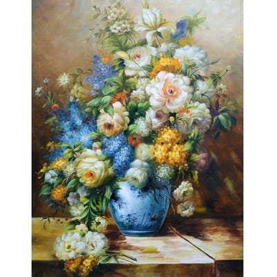 Cross Stitch Kit DIY Diamond Borduren Blauwe bloem fles bloem Diamond Schilderen Mozaïek Home Decor 20X30CM beige