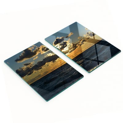 Set van gehard glazen planken Zonsondergang boven de zee 2x40x52 cm