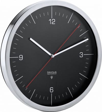 Blomus CRONO Radiogestuurde Wandklok - Zwart - Mat RVS