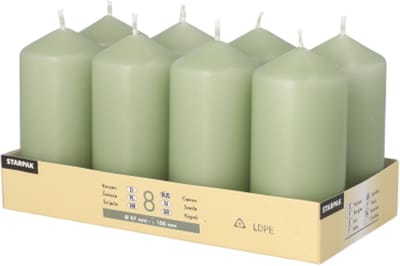 8 Stompkaarsen Ø 47 mm · 100 mm jade groen