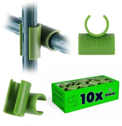 KADAX Plantenverbindingsstuk, 10-delige kruisgesp van kunststof, tuinpaalconnector, staafverbinding, plantensteunringen, accessoires voor broeikas (8 mm/10 stuks)