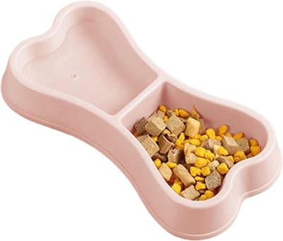 Honden voerbak - Dubbele bak - Eten en drinken - Kantelbestendig ontwerp - 27 x 16 x 7 cm - Roze