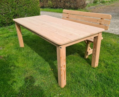 Douglas Tuinset 180 cm – Tuintafel met 2 Bankjes – 6 Personen – Handgemaakt – Houten Tuinset voor Buiten – Robuust