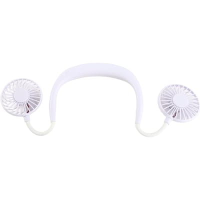 Draagbare Mini Nekband Ventilator Dubbel Desktop USB Oplaadbaar 3-Snelheden Luie Nek Hangstijl wit