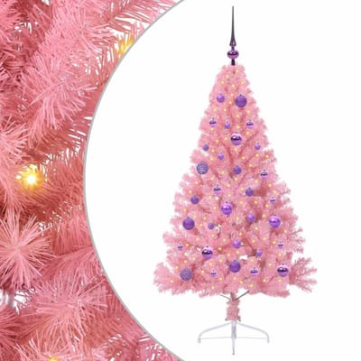 vidaXL - Kunststof - Voorverlichte - Kerstboom - met - 150 - LED - Roze - 150 - cm - PVC