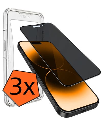 Screenprotector - 3 Stuks - Geschikt voor Apple iPhone 14 Pro - Met Installatie Kit - Privacy Filter - Flexibel Glas - Beschermglas - Tempered Glass - Screen Protector