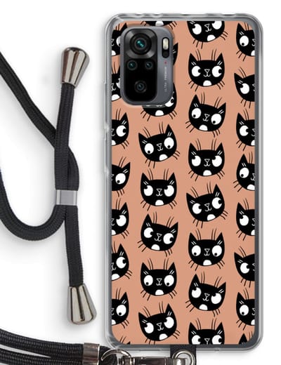 Case Company® - Hoesje met koord geschikt voor Xiaomi Redmi Note 10 Pro hoesje met Koord - Kat - Telefoonhoesje met Zwart Koord - Bescherming aan alle Kanten en Over de Schermrand