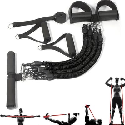 1 Set Buikspiertrainer - Trekkoord Met Vier Buizen Fitness - Sit-up Fitness Rekken - Ab Trainer - Ab Roller - Ab Wheel - Fitness Weerstandsband - Taille oefenbanden - Fitnessspantouw - Sport Elastiek met handvat - Voor Thuis Gym en Buiten Training