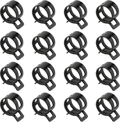 Dailygoods- Veerslangklemmen 21 mm - Verstelbare Slangklemmen - Veerklemmen - Set van 16 - Geschikt voor Brandstofslangen - Zwart - Slangklem