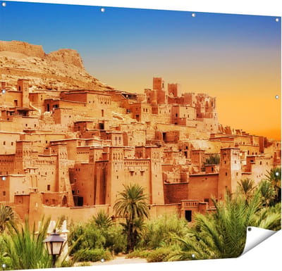 Gards Tuinposter Kasbah Ait Ben Haddou Stad in Marokko - 150x120 cm - Tuindoek - Tuindecoratie - Wanddecoratie buiten - Tuinschilderij