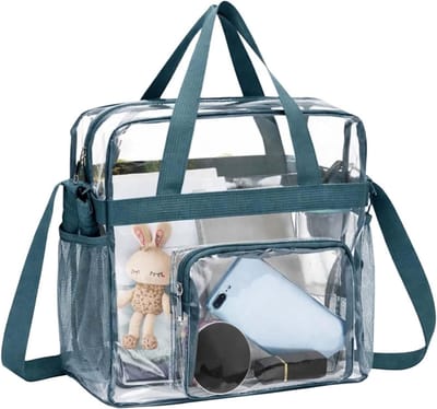 Transparante tas 30 x 30 x 15 cm, multifunctionele lunch- en boodschappentas, PVC make-upopslag voor stadions, winkelcentra en sportscholen