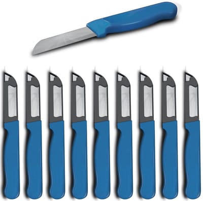 Solingen Schilmesje Robuust Handvat – RVS Glad – 16 cm met Blade Cover – Blauw – 10 stuks