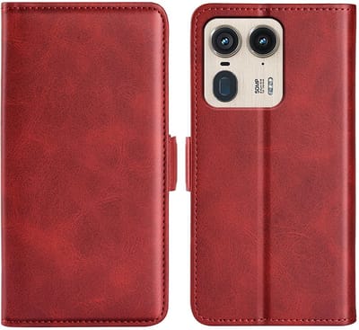 MobyDefend Hoesje - Geschikt voor Motorola Edge 50 Ultra - Luxe Wallet Book Case (Sluiting Zijkant) - Rood