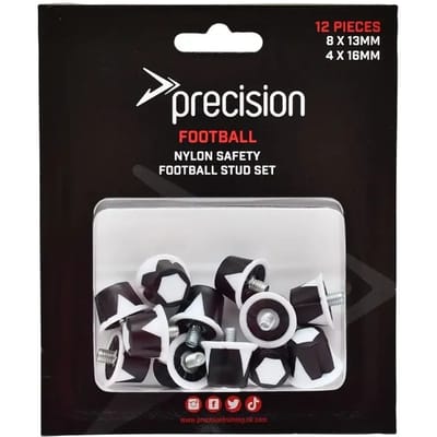 Precision Voetbalnoppen Safety 13/16 Mm Nylon Zwart/wit 12 Stuks