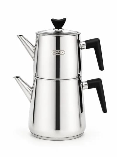 Mulex – theepotset – 18/10 – capsulebodem – RVS – inductie 1,5/2,5 l, glazen deksel