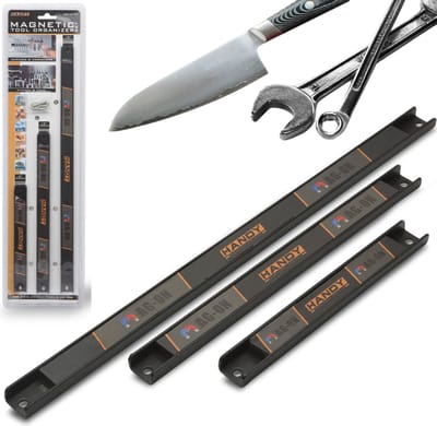 Set van 3 - Messenmagneet - Magnetische Messenhouder - Messenstrip - Messenmagneetstrip - Messenblok - Zelfklevend - Zwart Gereedschaphouder voor in schuur/garage - Magneet - Magneetstrip voor het opbergen van Gereedschap of Messen