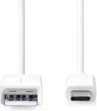 Nedis USB-Kabel - USB 2.0 - USB-A Male - USB-C Male - 60 W - 480 Mbps - Vernikkeld - 1.00 m - Rond - PVC - Zwart - Doos