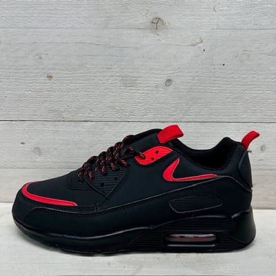 Air sneakers zwart rood (Verkrijgbaar van maat 36 t/m maat 46) Zwart / 36
